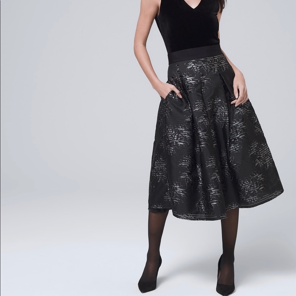 White House Black Market Shadow Stripe Full Skirt